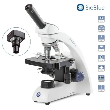 EUROMEX BioBlue 40X-960X Monocular Portable Compound Microscope w/ 5MP USB 2 Digital Camera BB4240A-5M